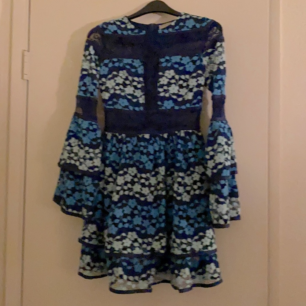 Blue lace babydoll mini dress.